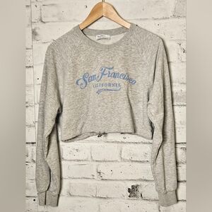 Bershka Women's Gray Cropped Sweatshirt